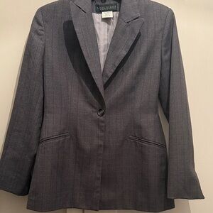 Harve Benard Dark Gray Pinstripe Blazer